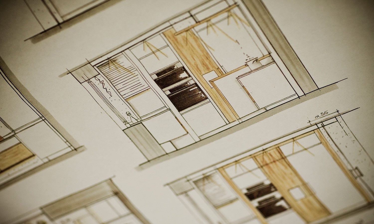 zeichnung Architektur Küche