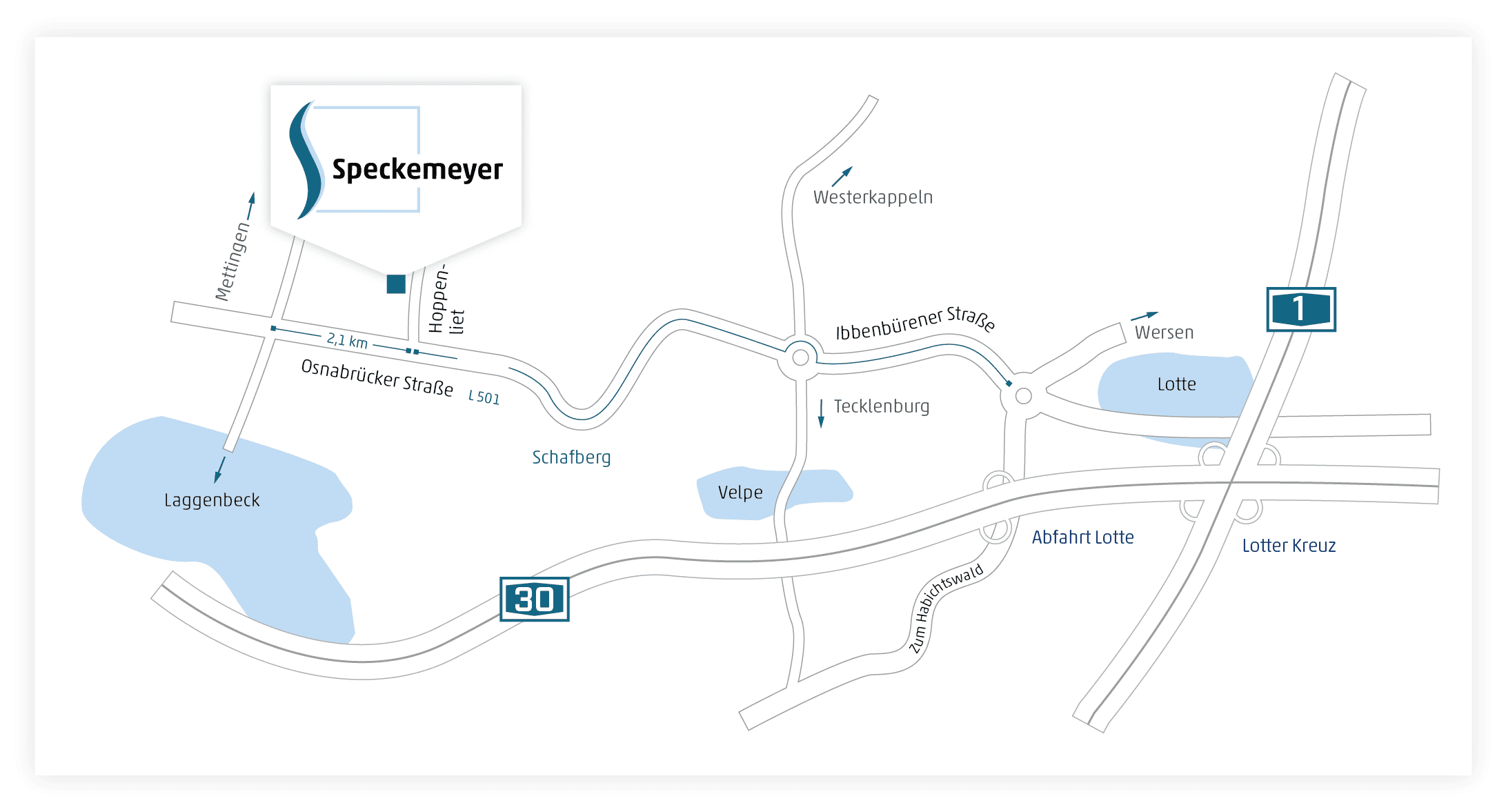 Anfahrtsskizze zu Speckemeyer in Mettingen
